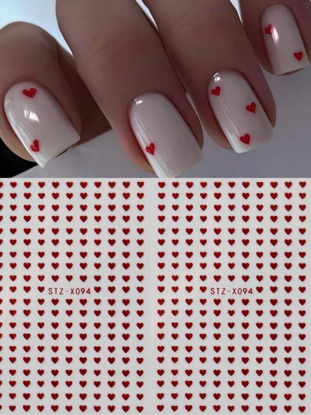 Viral mini TikTok shop Tiny Red Heart Nail Decals stickers design classic chic - Picture 2 of 2